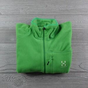 Haglofs Full Zip Fleece Jumper Men's XL Green‎ Sweatshirt Hiking Stem II Top
